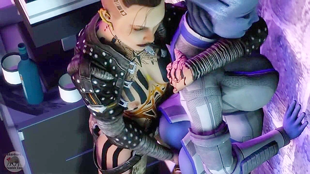 Blue Star 1 - Space girl licking and finger the asshole of a blue alien