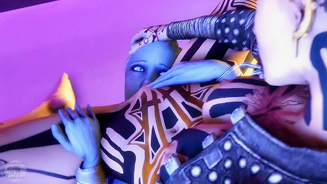 Blue Star 1 - Space girl licking and finger the asshole of a blue alien