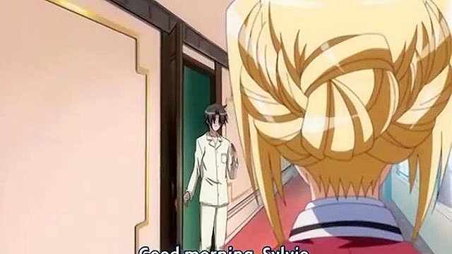 Busty anime blonde gets her wet pussy pounded in the school library