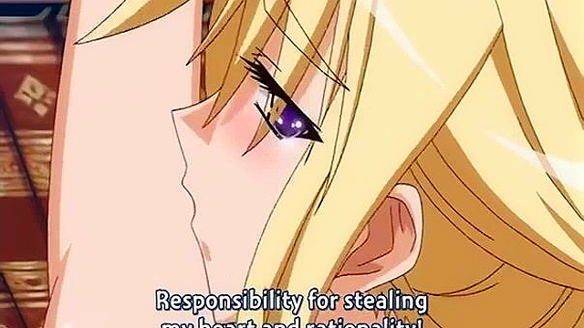 Busty anime blonde gets her wet pussy pounded in the school library