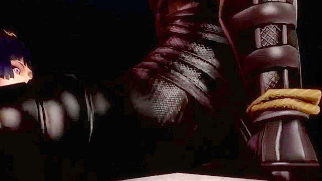 Sexy asian babe Nyotengu from Dead or Alive dances on the pole and fucks everyone