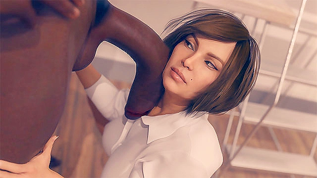 Busty female boss fucks her big dicked black employee in the copy room - comics