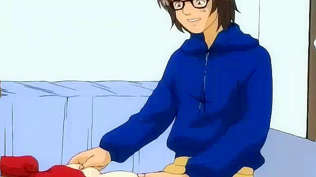 Schoolgirl in maid outfit gets trapped under desk and dirty professor fucks her