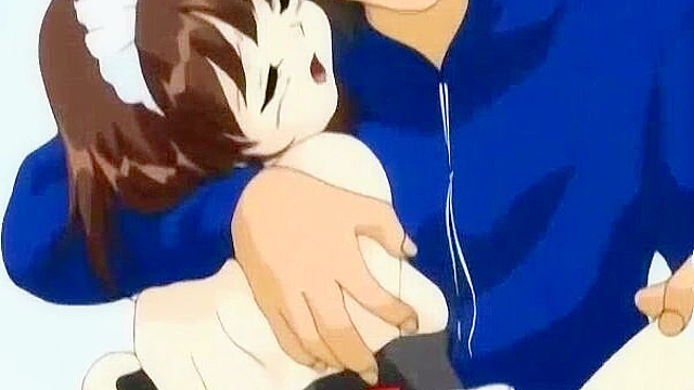 Schoolgirl in maid outfit gets trapped under desk and dirty professor fucks her