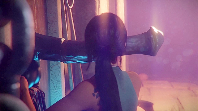 Gatekeeper 1-3 (4K) - Lara Croft gives a giant monster cock a blowjob