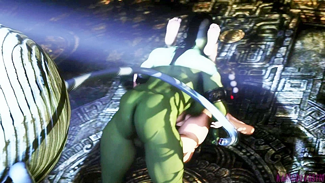 Orc Lust - Nyotengu shoves a big orc futanari cock in her mouth