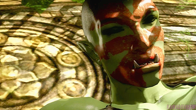 Orc Lust - Nyotengu shoves a big orc futanari cock in her mouth