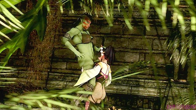 Orc Lust - Nyotengu shoves a big orc futanari cock in her mouth