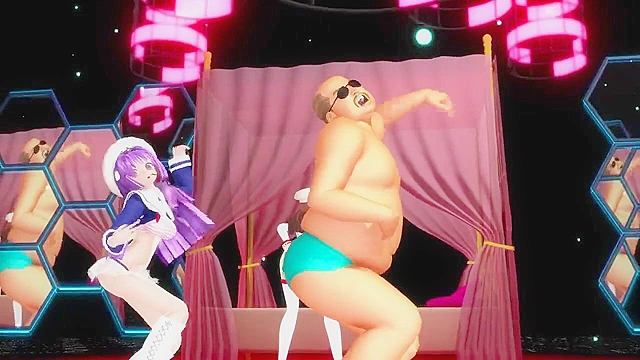 Cute teen pop idols sing and then get fucked by pervy fat guy
