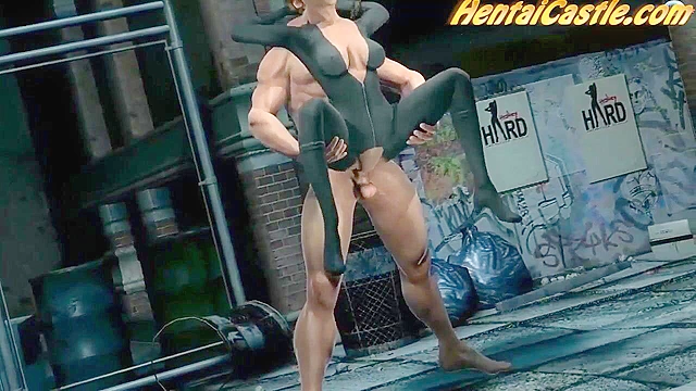 Wolverine fucks catwoman rough in a dirty alley