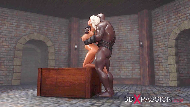 Cruel black man face fucks sweet 3d schoolgirl in the dungeon