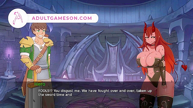 Busty succubus defeated has to give up the pussy - cartoon game walkthrough