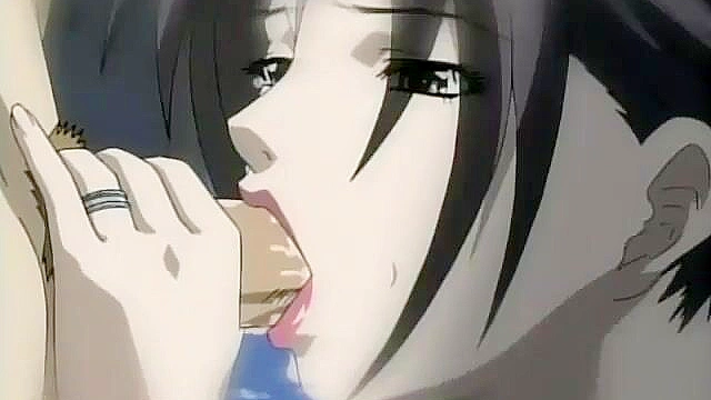 Busty anime milf is tied up and has her big tits fucked