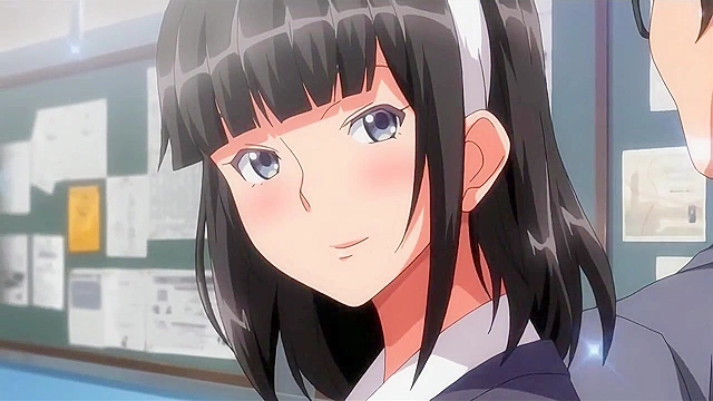 Muttsuri Do Sukebe - Teen anime schoolgirl with huge tits gives a deepthroat blowjob