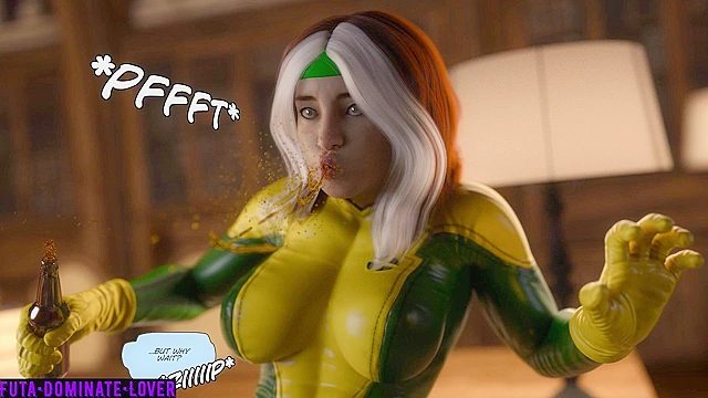 3d Animated Comic Futa Rogue fucks Xmen Jean Grey with big futa cock