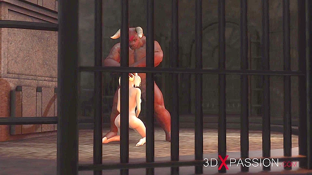 Minotaur fucks hard a 3d teen in the battle arena