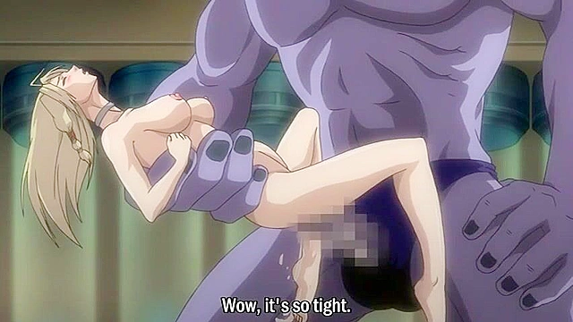 Busty blonde human gets a giant alien cock in her anime pussy