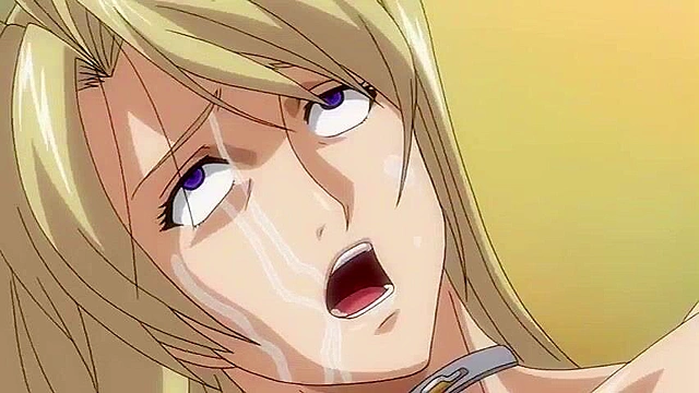 Busty blonde human gets a giant alien cock in her anime pussy