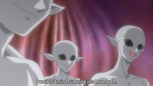 Busty blonde human gets a giant alien cock in her anime pussy