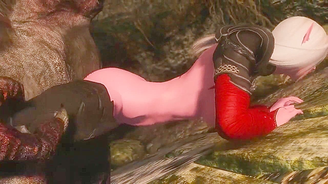 Red Elf Teases Beast with Footjob, Then Spreads Pussy for Massive Cock Action