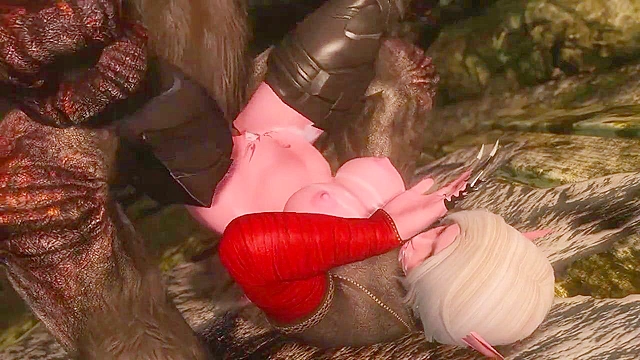 Red Elf Teases Beast with Footjob, Then Spreads Pussy for Massive Cock Action