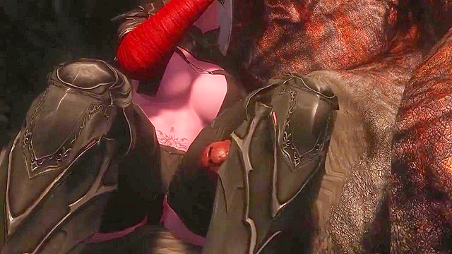 Red Elf Teases Beast with Footjob, Then Spreads Pussy for Massive Cock Action