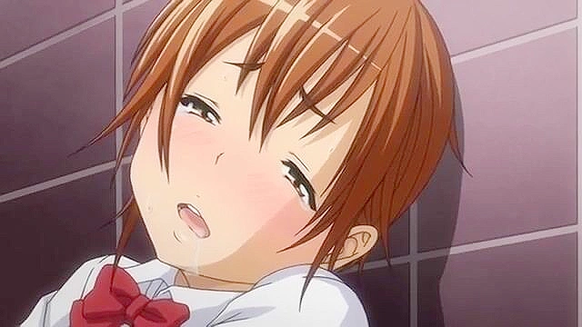 Petite brunette schoolgirl gets fucked in the bathroom by her sensei