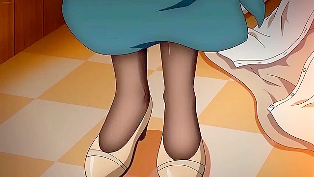 Bitch Teacher 4 ep4 - Busty anime teacher gives a handjob in the back of classroom