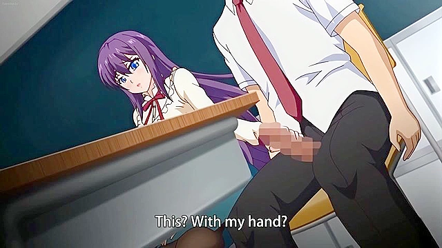 Bitch Teacher 4 ep4 - Busty anime teacher gives a handjob in the back of classroom