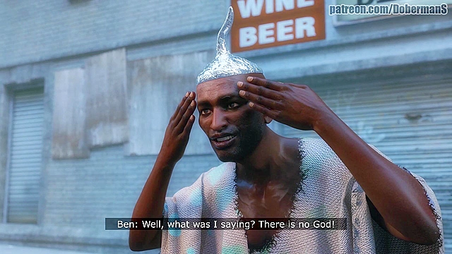 Hot brunette swallows homeless man's cum - interracial animated comics