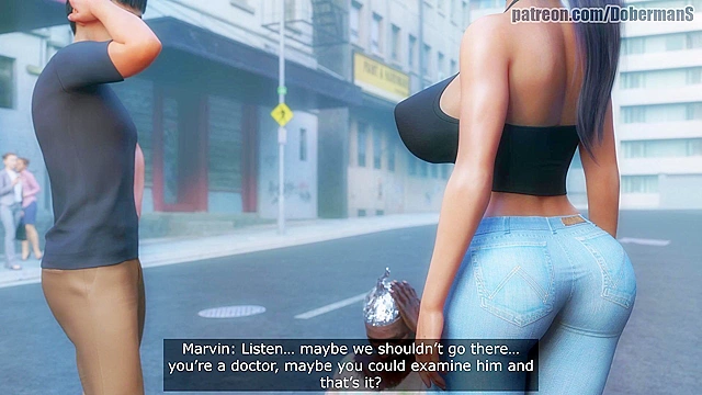 Hot brunette swallows homeless man's cum - interracial animated comics