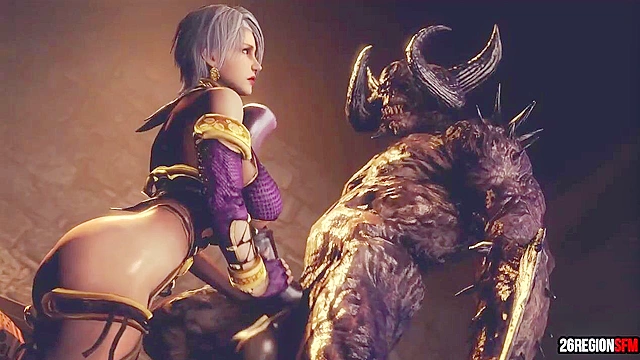 Busty slave girl gets her pussy split open by monster demon cock