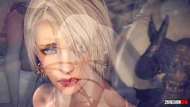 Busty slave girl gets her pussy split open by monster demon cock