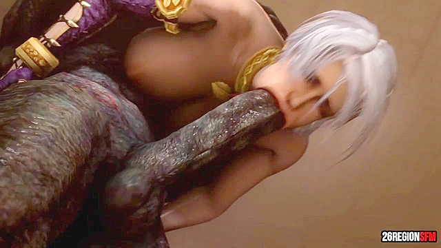 Busty slave girl gets her pussy split open by monster demon cock