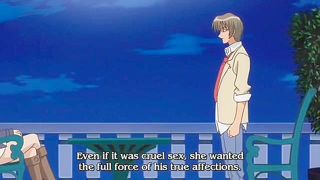 House of Five Lusts 2 - Busty hentai sister is tied up, blindfolded and pisses outdoors