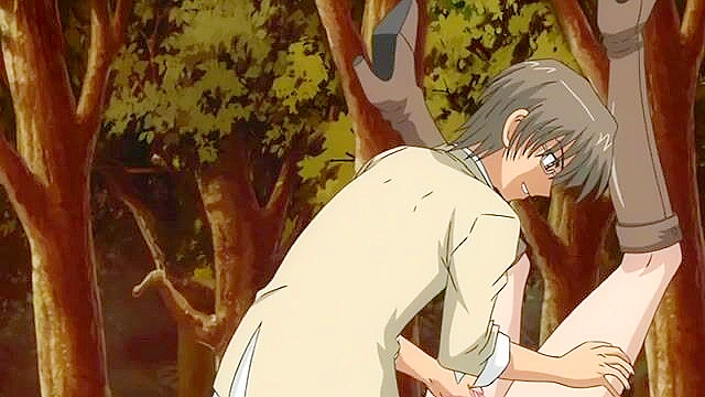 House of Five Lusts 2 - Busty hentai sister is tied up, blindfolded and pisses outdoors