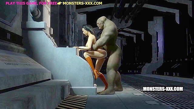 Wonder Woman rides on giant monster's cock