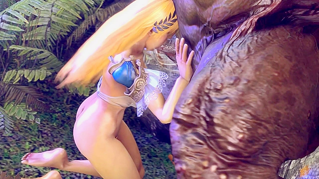 Soul Calibur: Sophitia - Hideous monster slams giant dick into blonde Sophitia