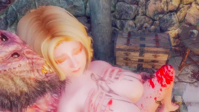 The Trolls Descend - Hot blonde from Skyrim gets her holes ripped open by monster cock