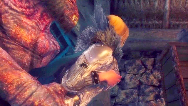 The Trolls Descend - Hot blonde from Skyrim gets her holes ripped open by monster cock