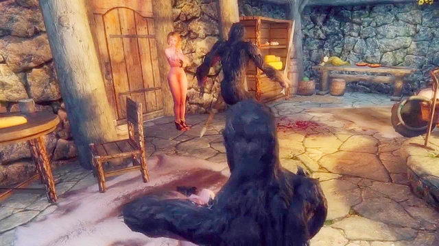 The Trolls Descend - Hot blonde from Skyrim gets her holes ripped open by monster cock