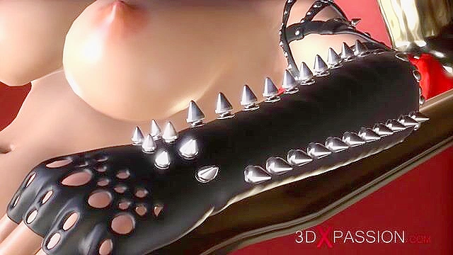 Dickgirl roughly face fucks her blonde teen slave