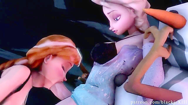 Anna sucks on Elsa from Frozen huge futanari cock