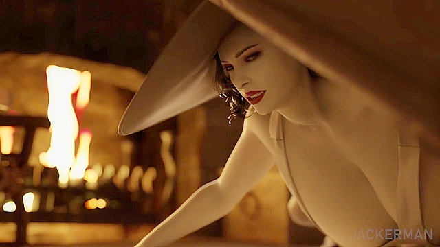 Dinner at Castle Dimitrescu - Busty mature vampire fucks Minotaur