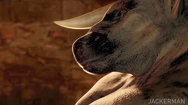 Dinner at Castle Dimitrescu - Busty mature vampire fucks Minotaur