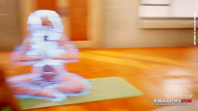 Yoga class animation with two hot futanari babes sucking dick in handstand