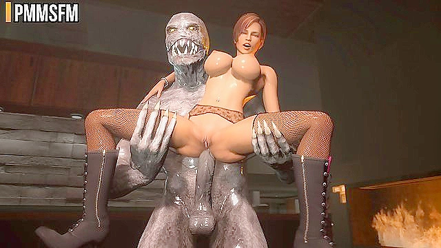 Ivy Valentine gets her asshole impaled on a giant demon cock