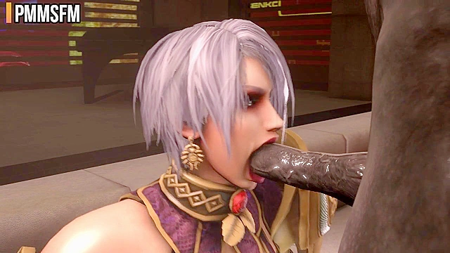 Ivy Valentine gets her asshole impaled on a giant demon cock