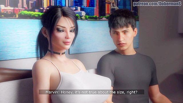 Interracial 3D Cheating Porn - Busty slut loves BBC throatpie and creampie