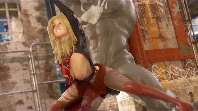 Supergirl gets doomsdays big dick deep in her stretched out cunt